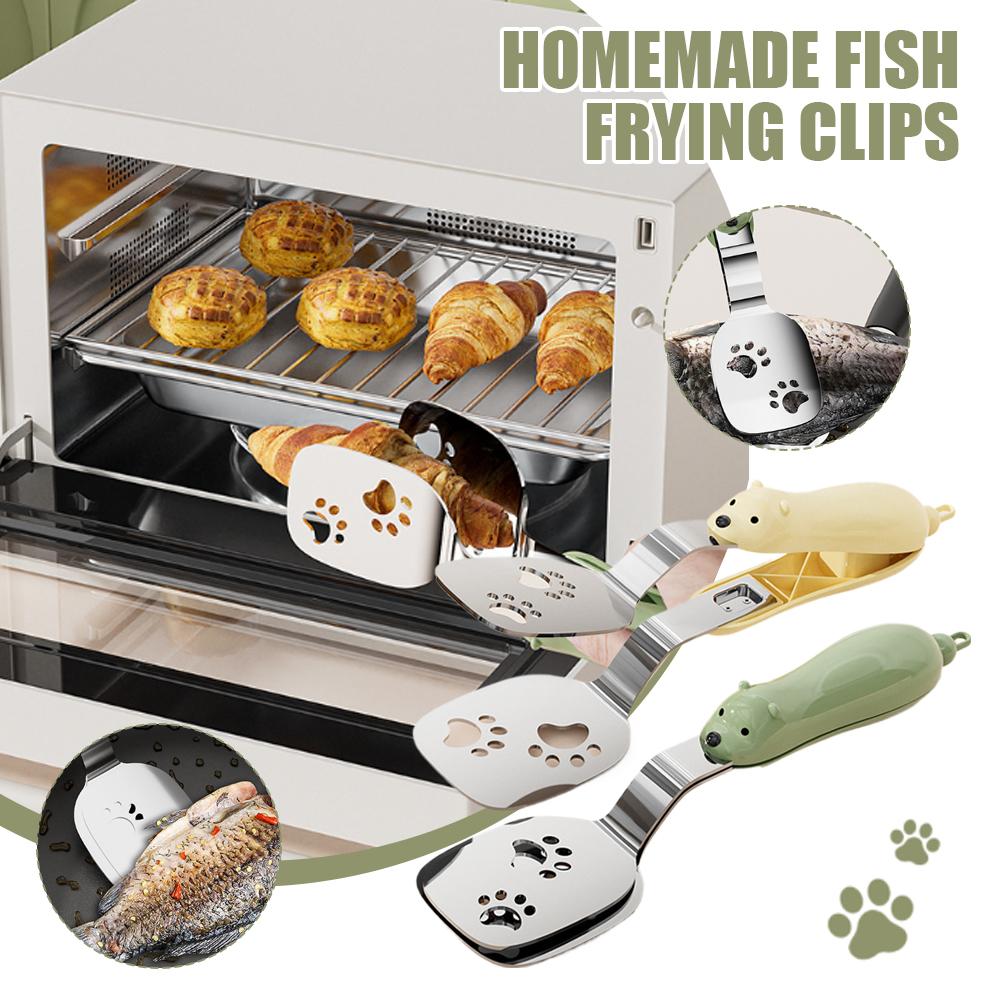 Home Cooking Utensils - 1/2 個クマ魚トングフリッパーステンレス鋼キッチン家庭用器具スパチュラターナーノンスリップハンドル調理バーベキューグリルツール