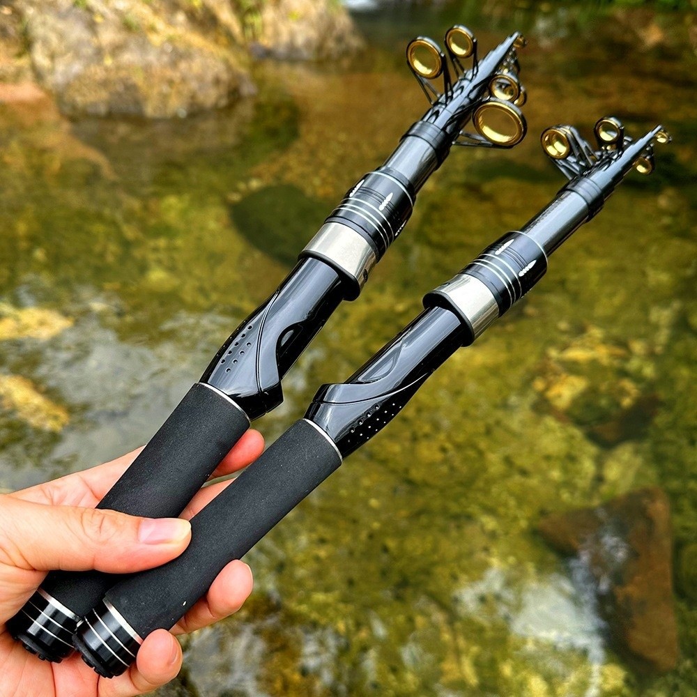 Wok Carbon Steel - 30Tカーボンファイバー製伸縮式釣り竿 カーボンチップ高強度サーフキャスティングロッド 超軽量滑り止めグリップ