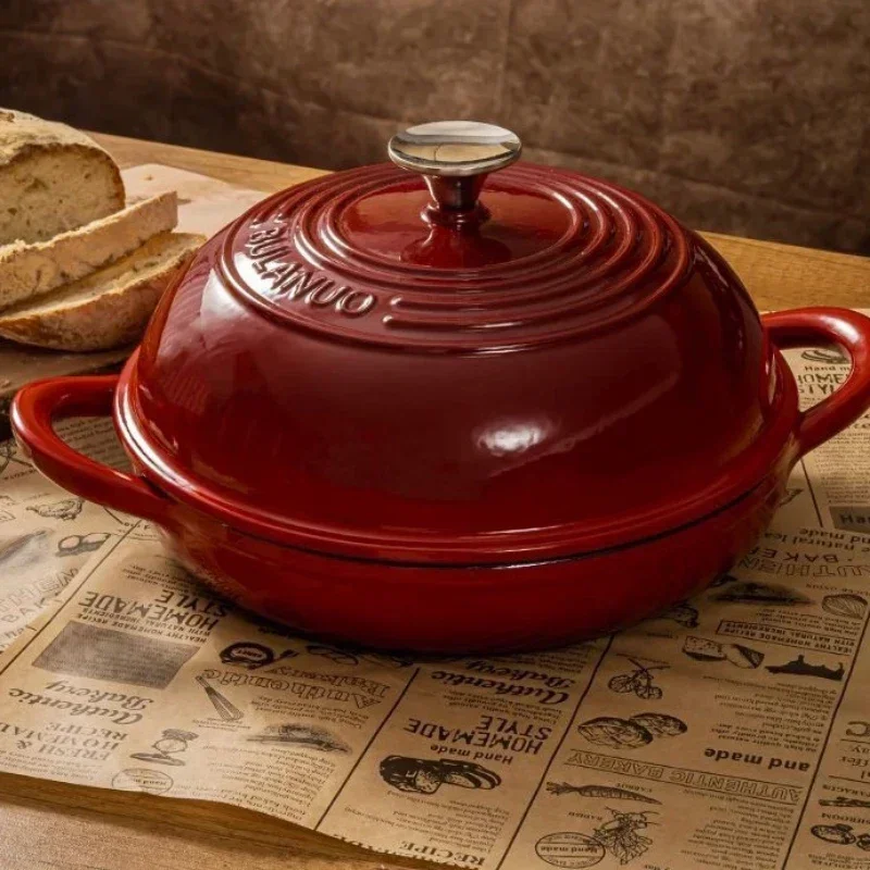 ふた付きエナメル鋳鉄パン、赤いパンオーブン、サワードウベーキ - Dutch Oven Enamel のレビューと価格