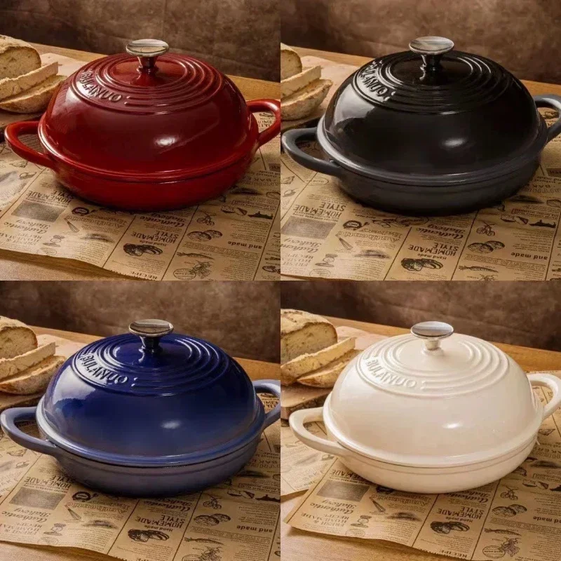 11インチの赤いエナメル鋳鉄製パン型（蓋付き）サワードウパン - Dutch Oven Enamel のレビューと価格