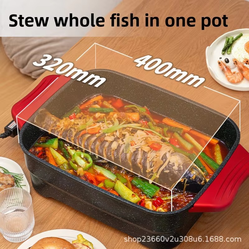 電気鍋 家庭用 多機能一体型鍋 金属製ボディ 1501W パ - Home Cooking In のレビューと価格