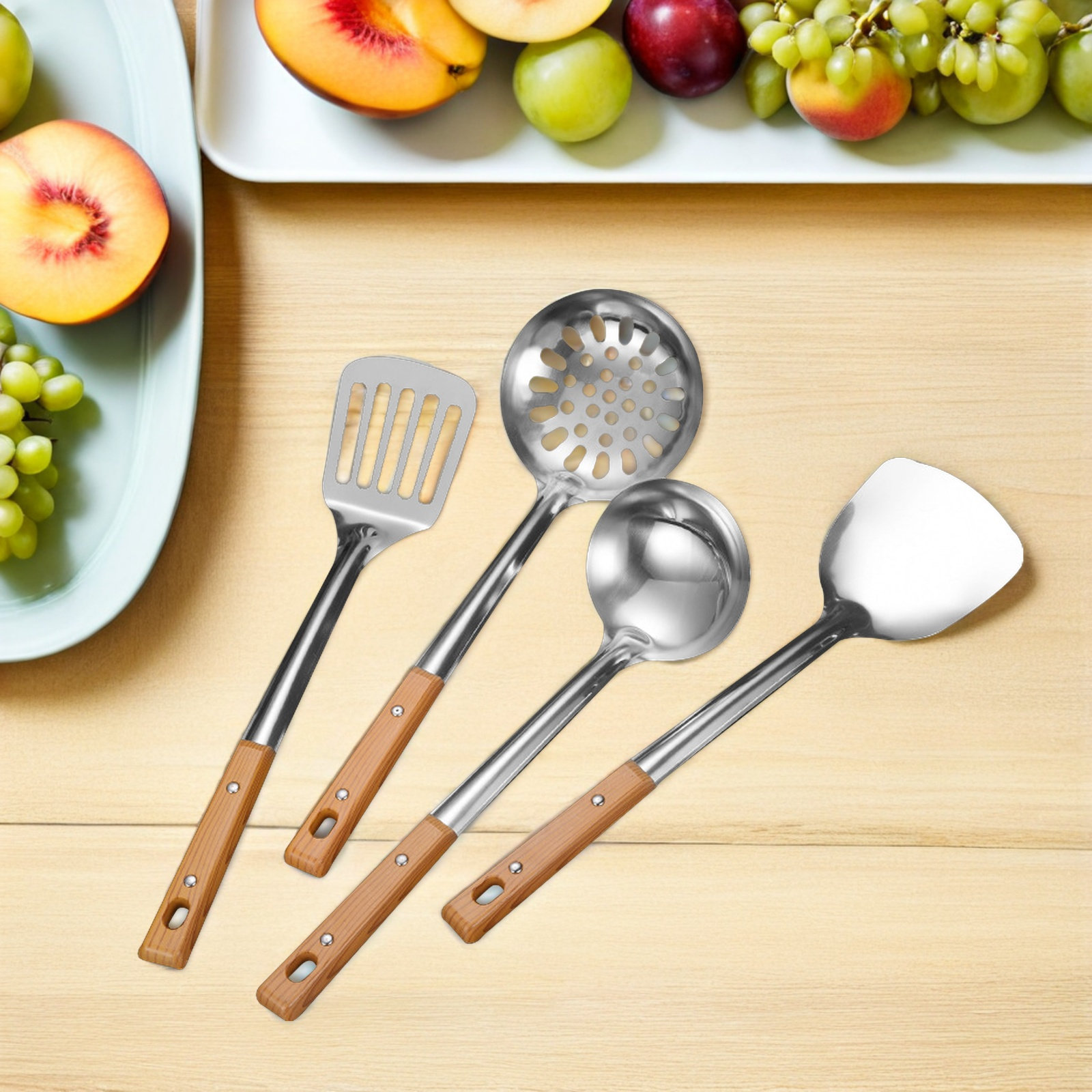 4点セット ステンレス製調理器具セット 人間工学に基づいたハ - Home Cooking Utensils のレビューと価格