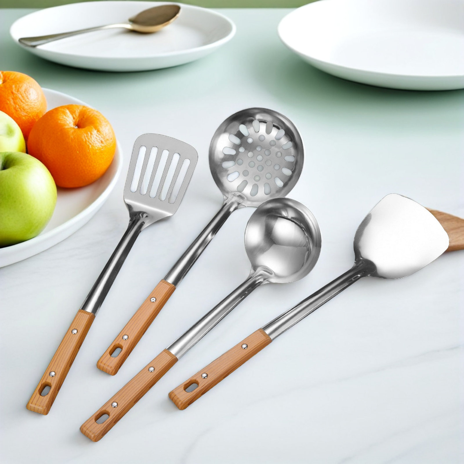 4点セット ステンレス製調理器具セット 人間工学に基づいたハ - Home Cooking Utensils のレビューと価格