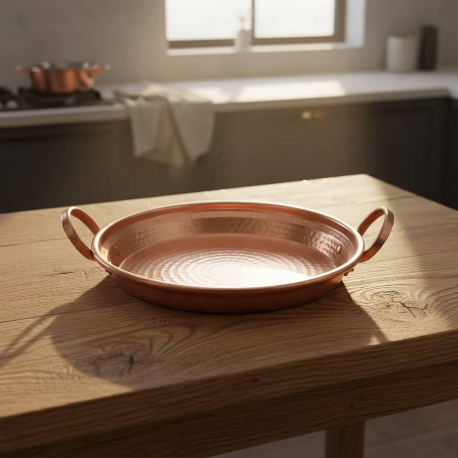 銅製両手鍋、ループハンドル付き槌目加工銅製スキレット、家庭料 - Home Cooking Host のレビューと価格