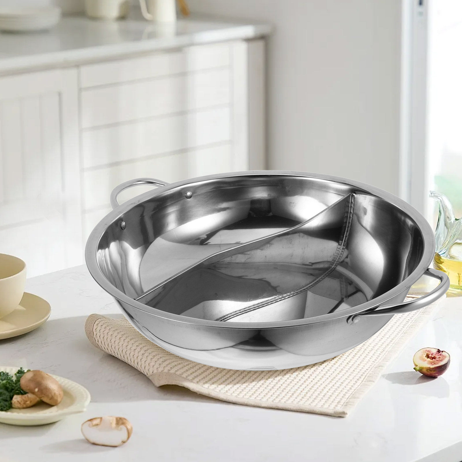 厚手のステンレス製ホットポット、仕切り付き二層式スープパン、 - Home Cooking Host のレビューと価格