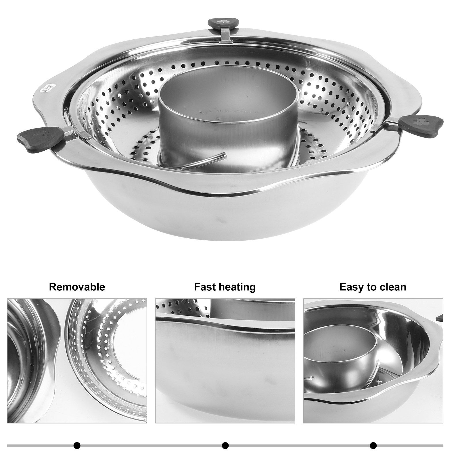回転式ホットポットステンレス鋼調理鍋ノンスティックハンドル高 - Home Cooking Utensils のレビューと価格
