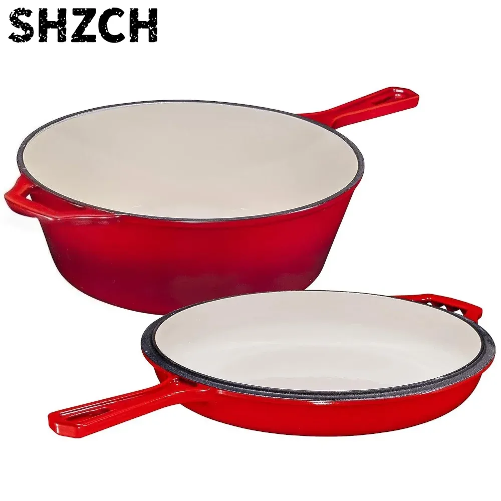 蓋付き2-in-1鋳鉄エナメルオーブン、11インチのダッチ鋳 - Dutch Oven Enamel のレビューと価格