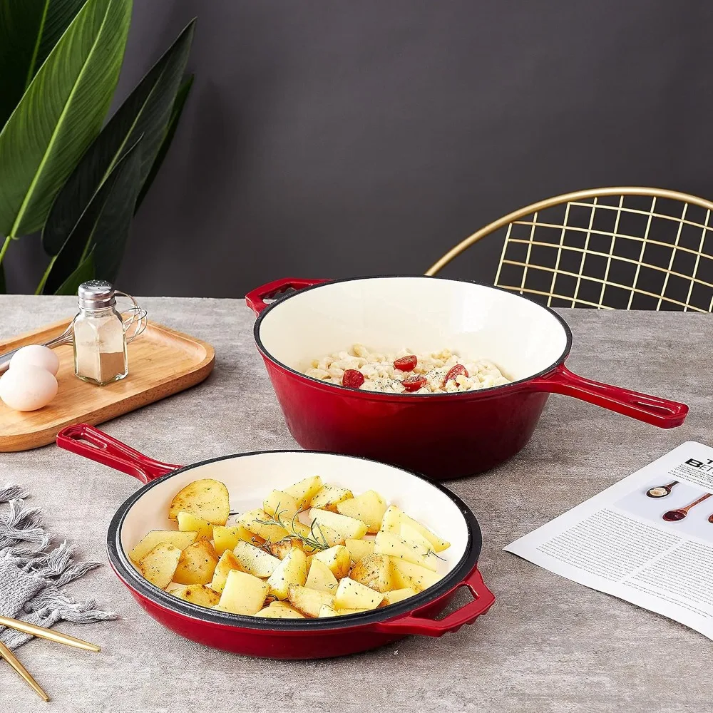 蓋付き2-in-1鋳鉄エナメルオーブン、11インチのダッチ鋳 - Dutch Oven Enamel のレビューと価格
