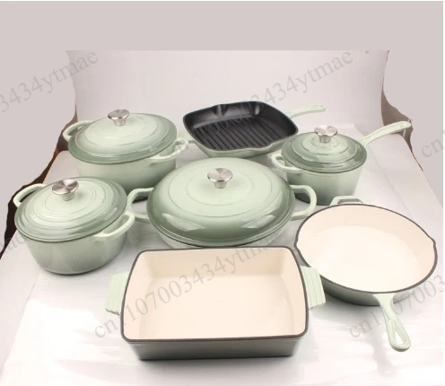 7点セットのエナメル鋳鉄製ダッチオーブンセット、キッチンキャ - Dutch Oven Enamel のレビューと価格
